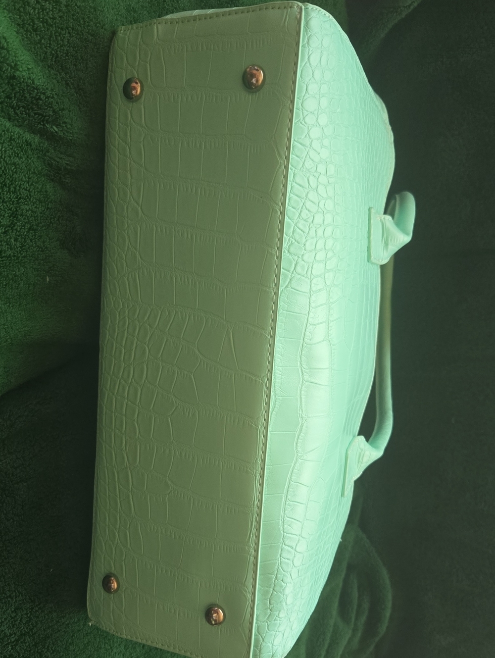 Classic Croc-Embossed Tote Bag in Mint Green - Picture 5 of 5